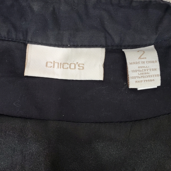 Chico's Black and White Art-To-Wear Bolero Abstract Dressy Blazer Jacket Size 2 - Picture 7 of 11